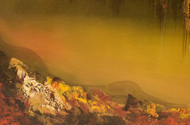 R. Styles Abstracted Oil on Canvas Cityscape