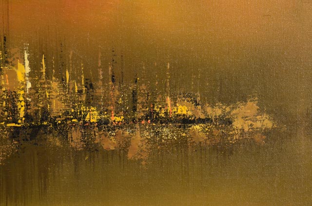 R. Styles Abstracted Oil on Canvas Cityscape