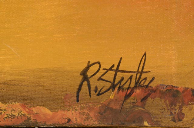 R. Styles Abstracted Oil on Canvas Cityscape