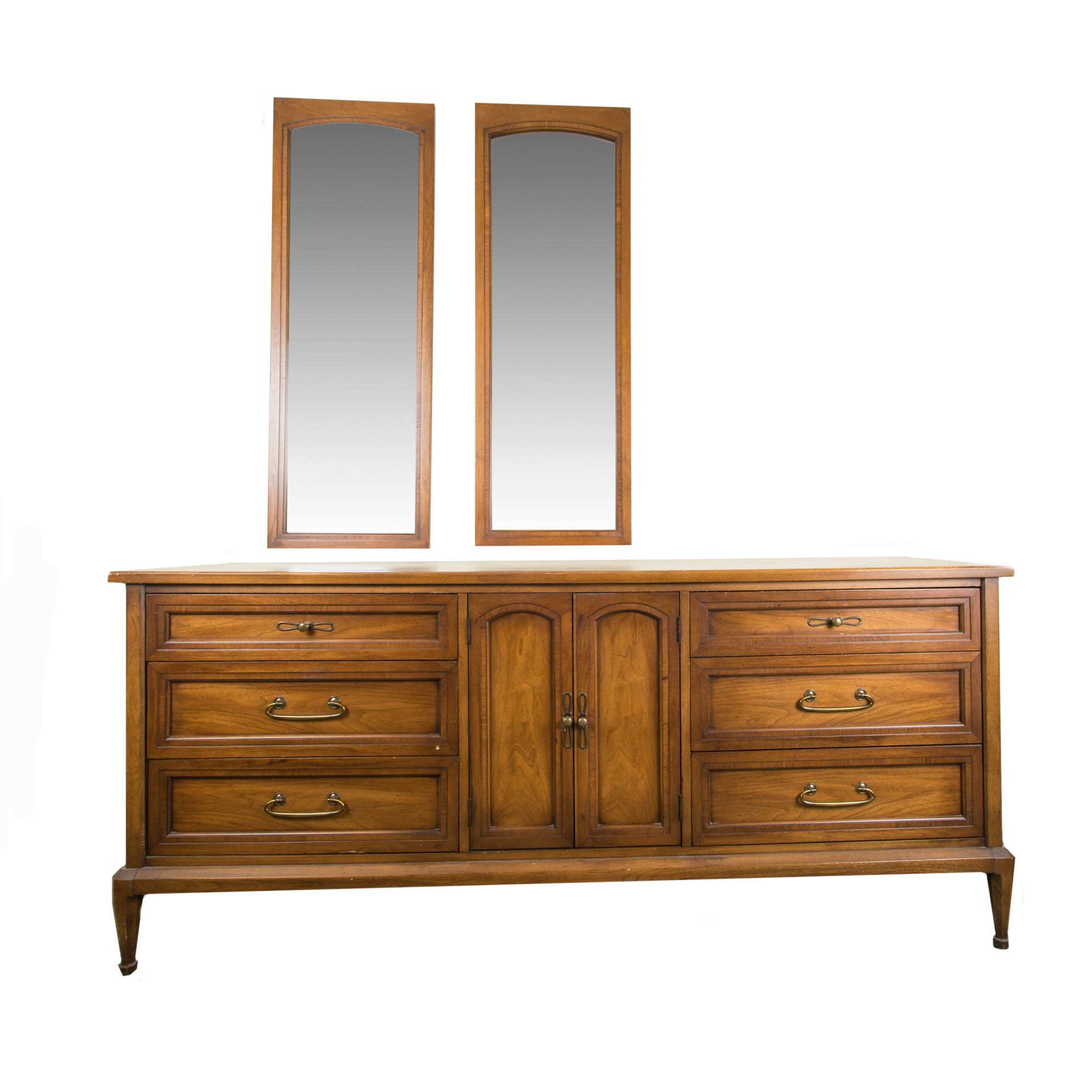 White Fine Furniture Dresser with Two Panel Wall Mirrors