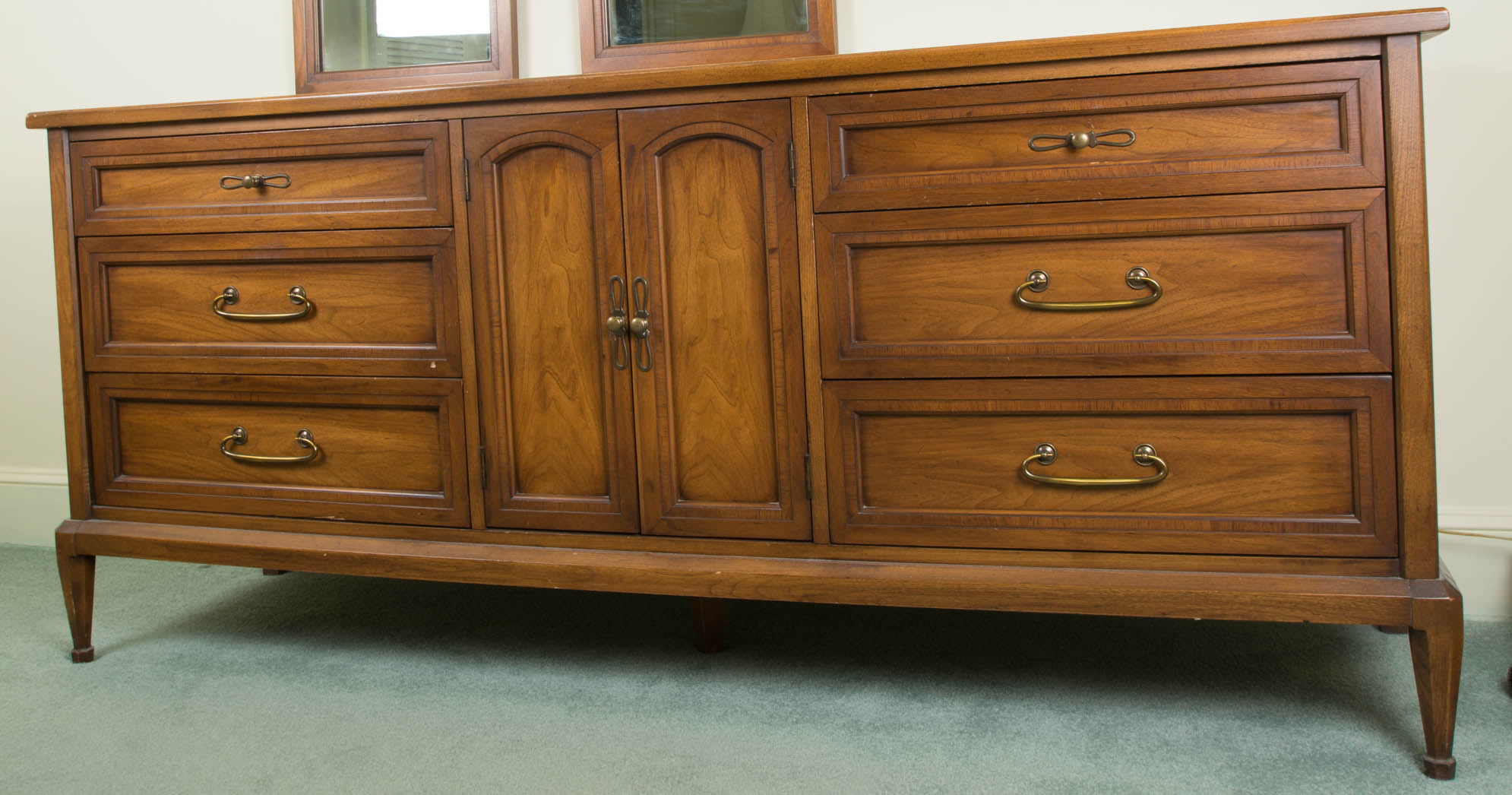 White Fine Furniture Dresser with Two Panel Wall Mirrors