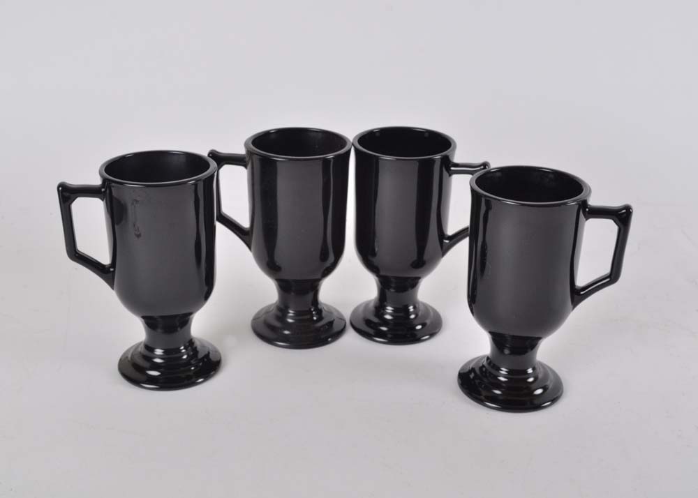 Quartet of Black Irish Coffee Mugs