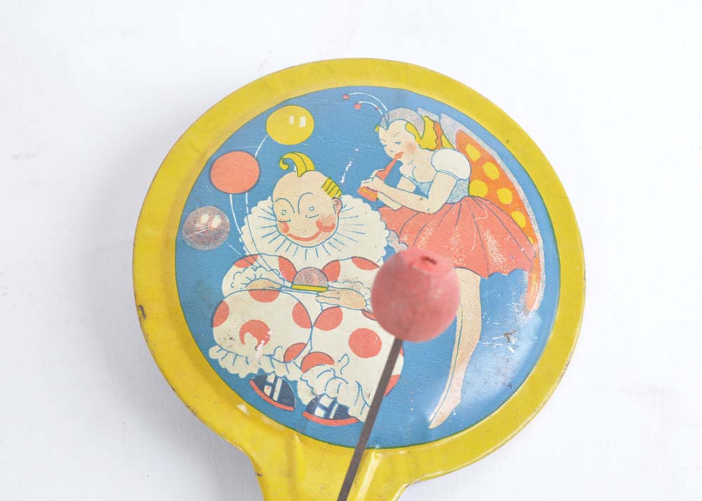 Pair of Vintage Tin Noisemakers