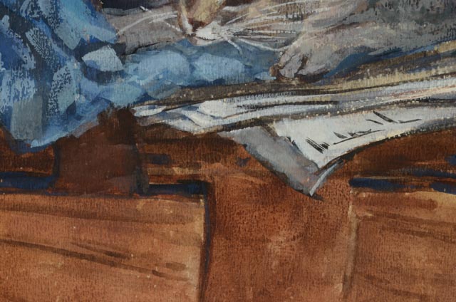 Lois Daunt Original Watercolor and Gouache Painting of a Cat