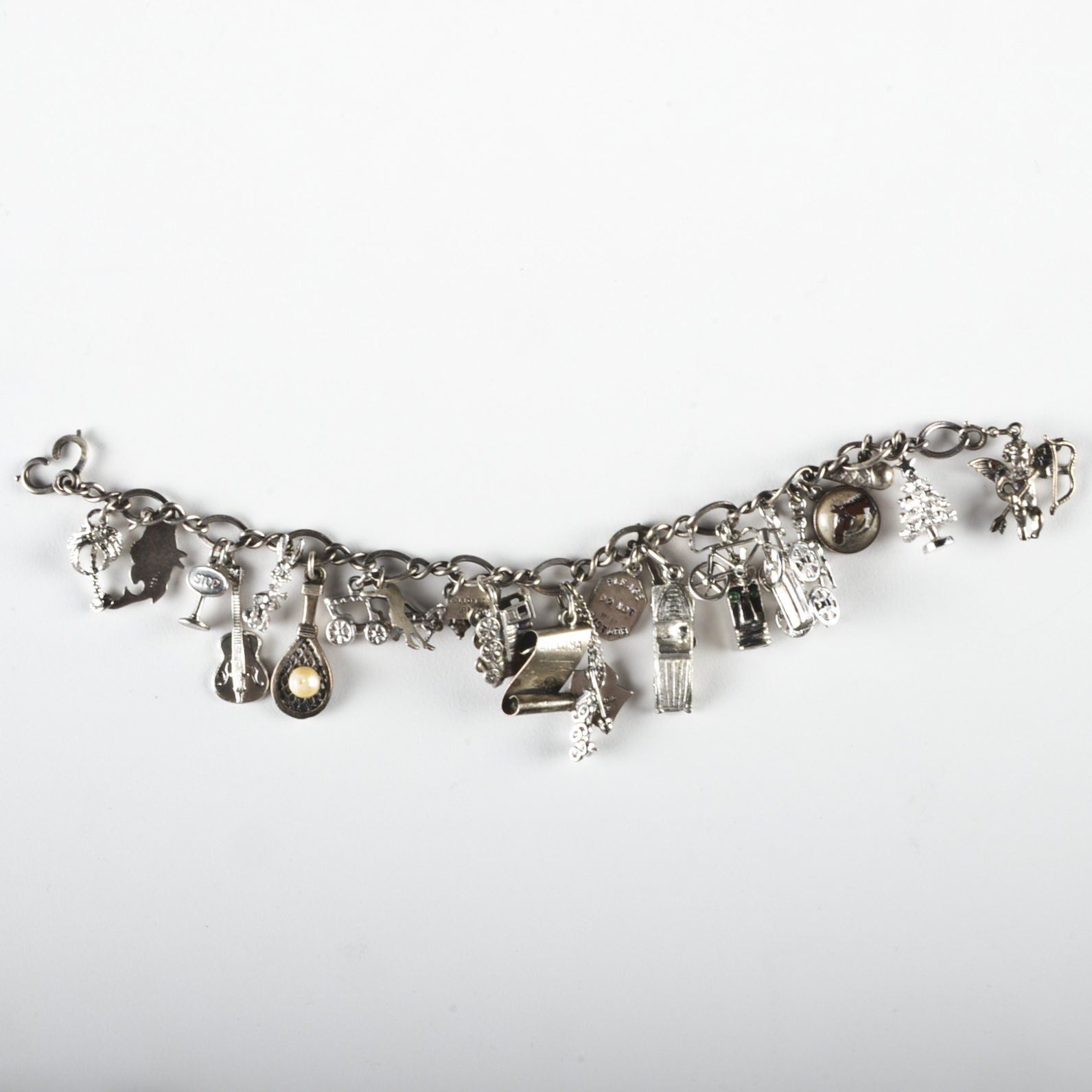 Sterling Charm Bracelet with Sterling and Silver Tone Charms