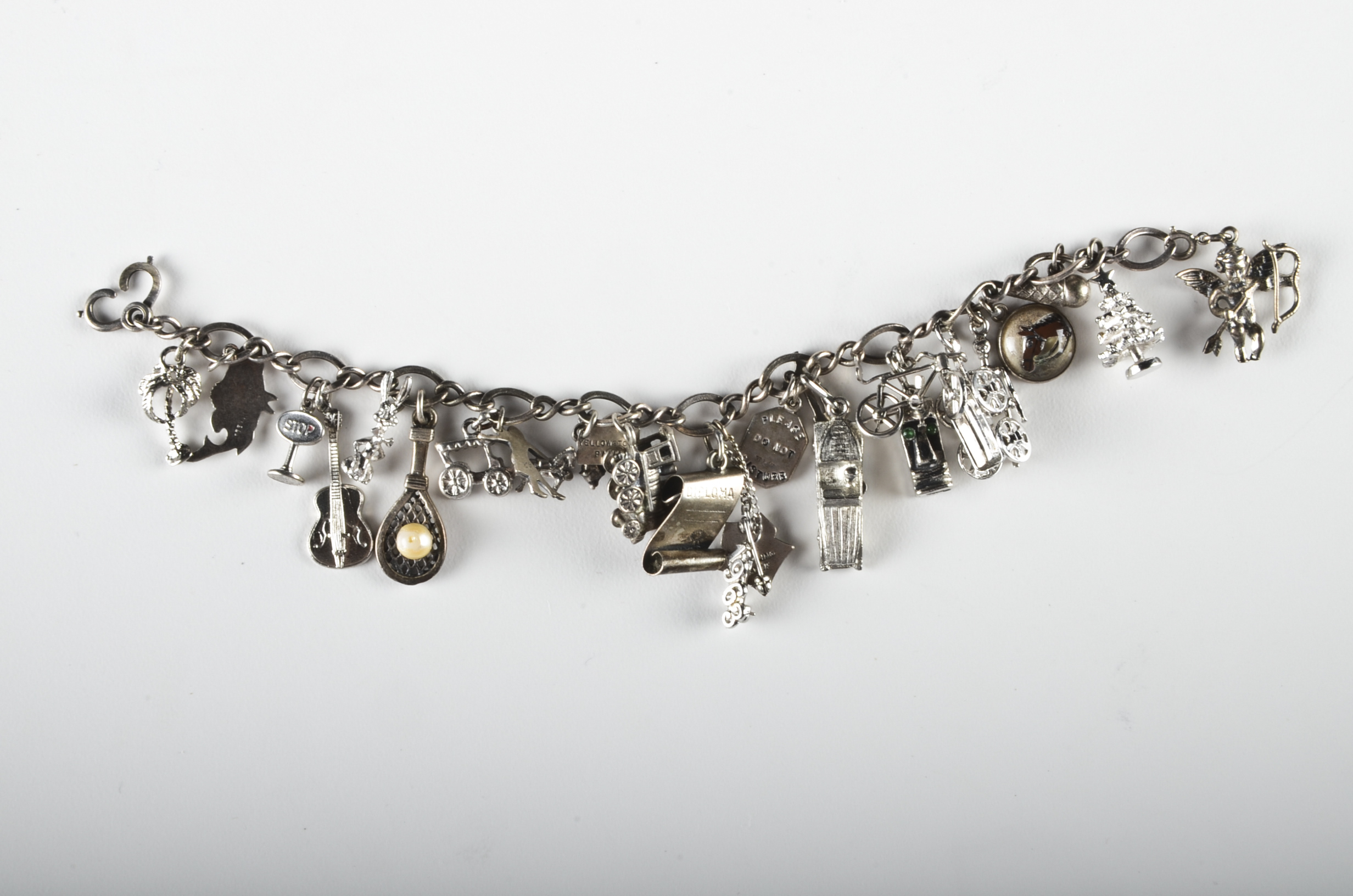 Sterling Charm Bracelet with Sterling and Silver Tone Charms