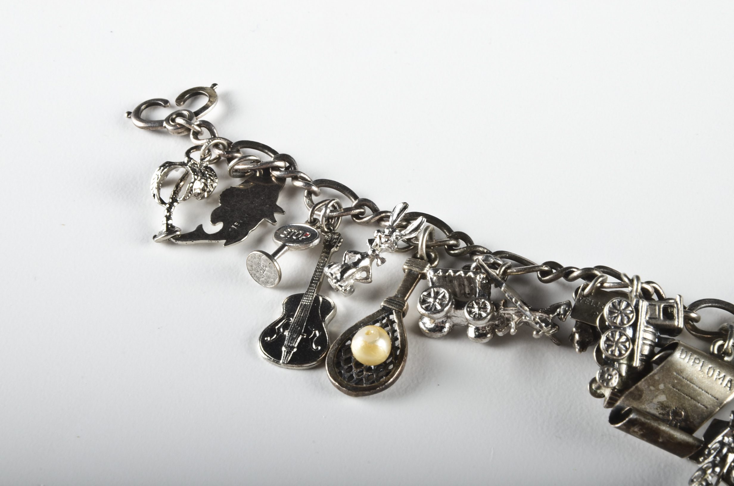 Sterling Charm Bracelet with Sterling and Silver Tone Charms