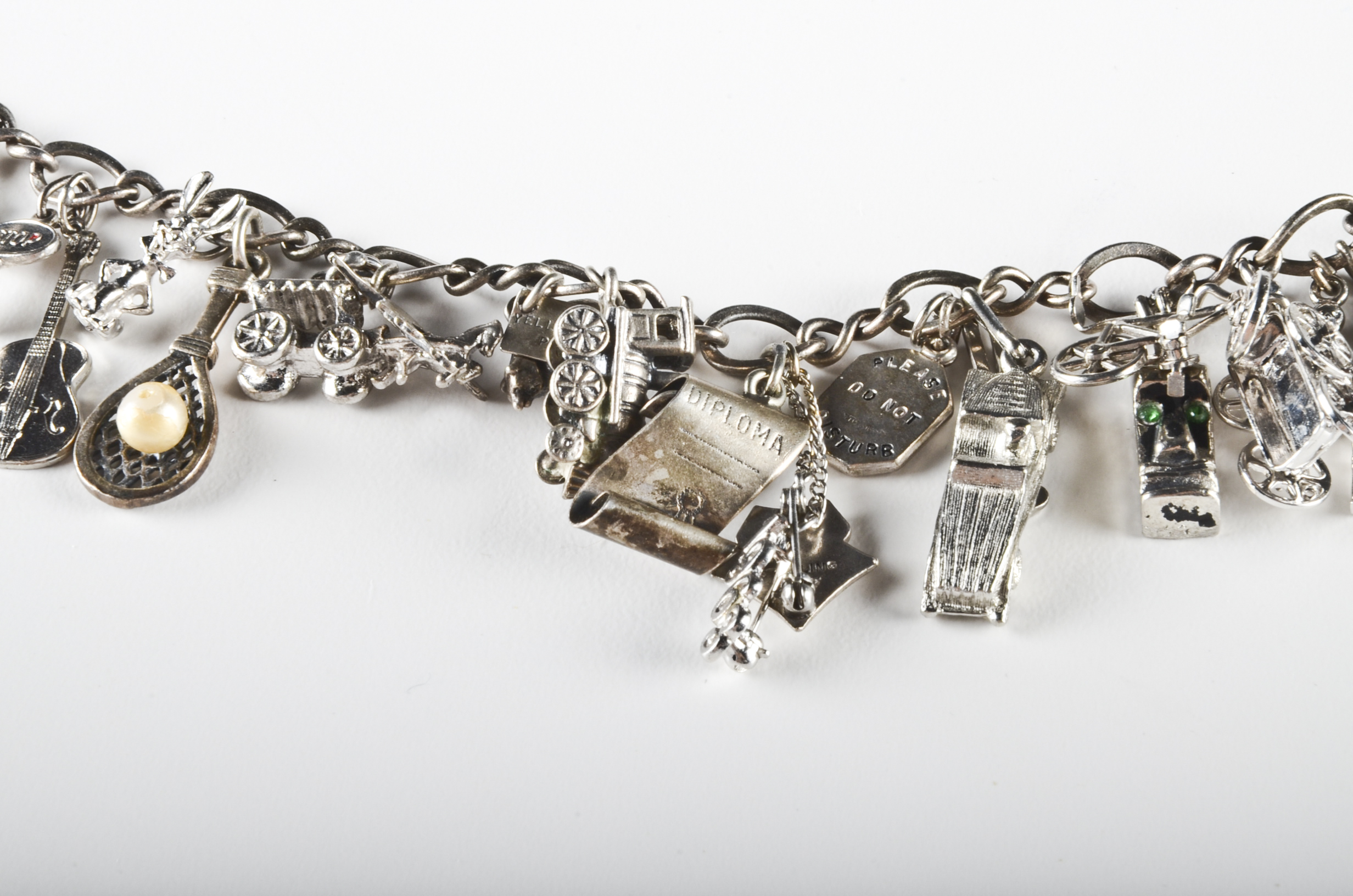 Sterling Charm Bracelet with Sterling and Silver Tone Charms