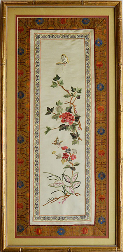 Pair of Framed Embroidered Chinese Silks