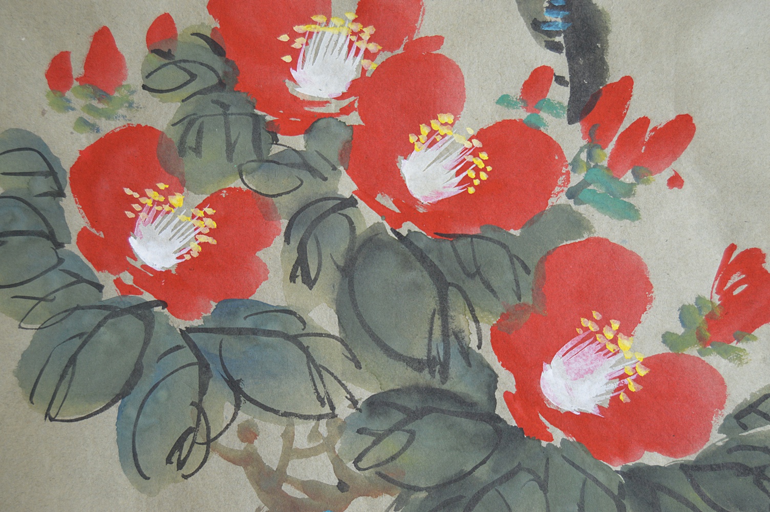 Three Original Signed Chinese Gouache Paintings on Paper