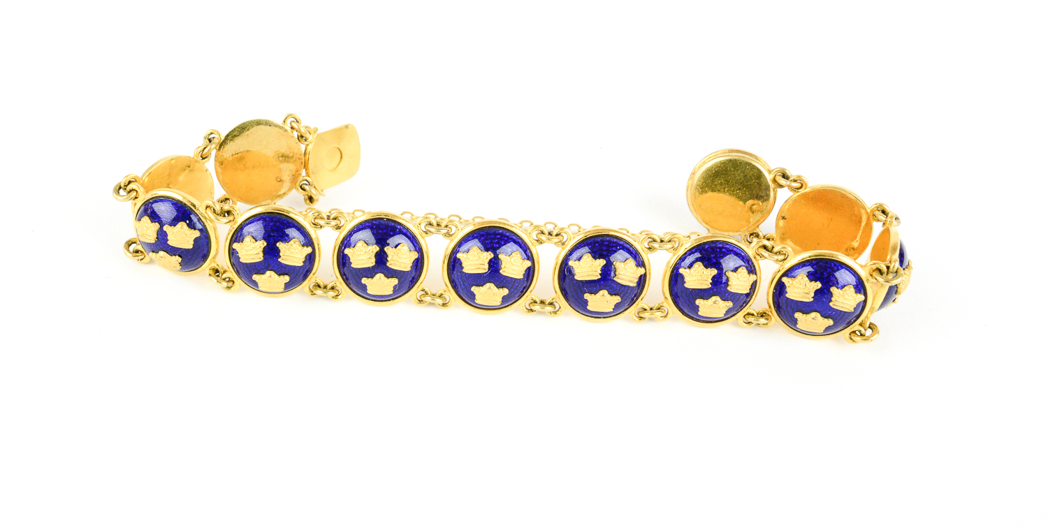Sporrong & Co. 24K Yellow Gold Plated Enamel Link Bracelet