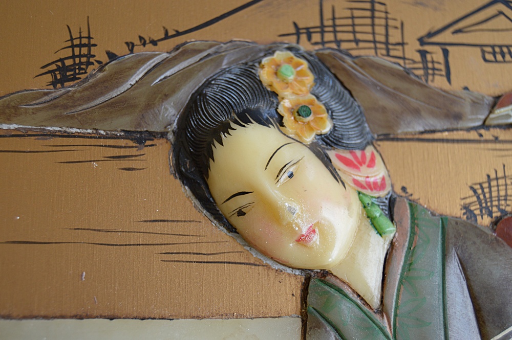 Chinese Four-Panel Screen with Jade Appliques