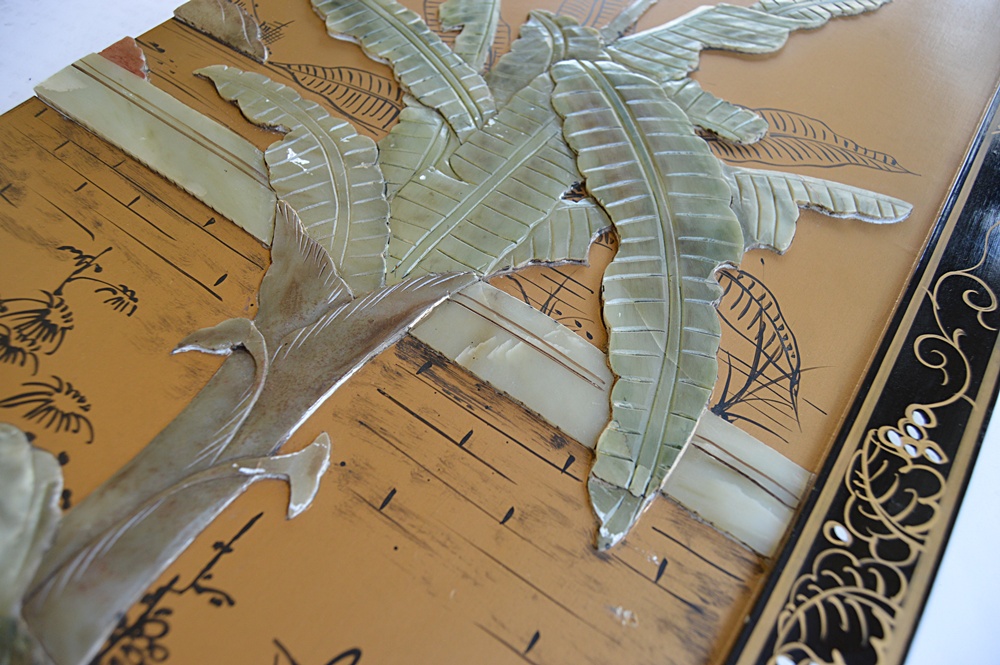 Chinese Four-Panel Screen with Jade Appliques