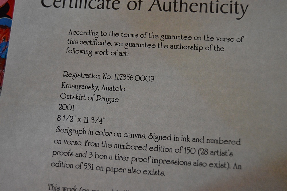 Signed and Numbered Serigraph by Anatole Krasnyansky