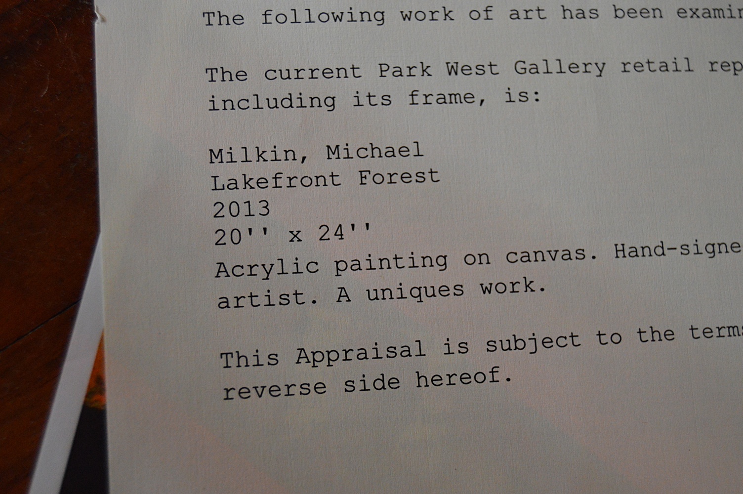 Original Signed Landscape Oil On Canvas by Michael Milkin