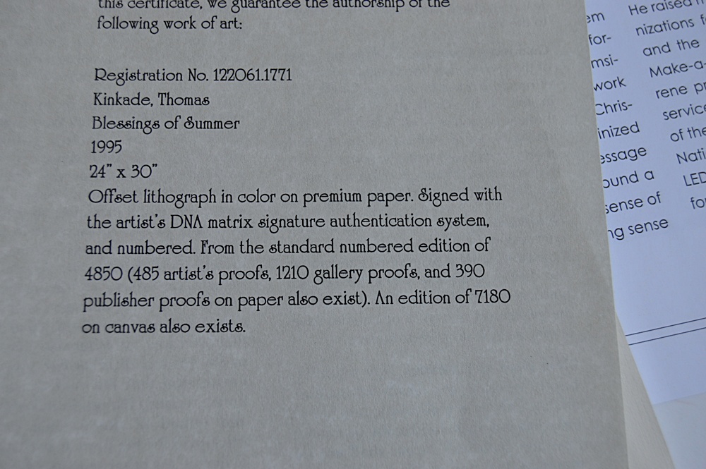 Limited Edition Signed Thomas Kinkade Offset Lithograph