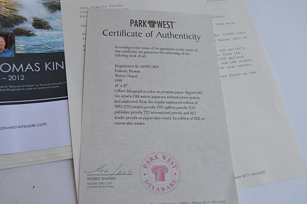 Numbered and Matrix-Signed Thomas Kinkade Offset Lithograph