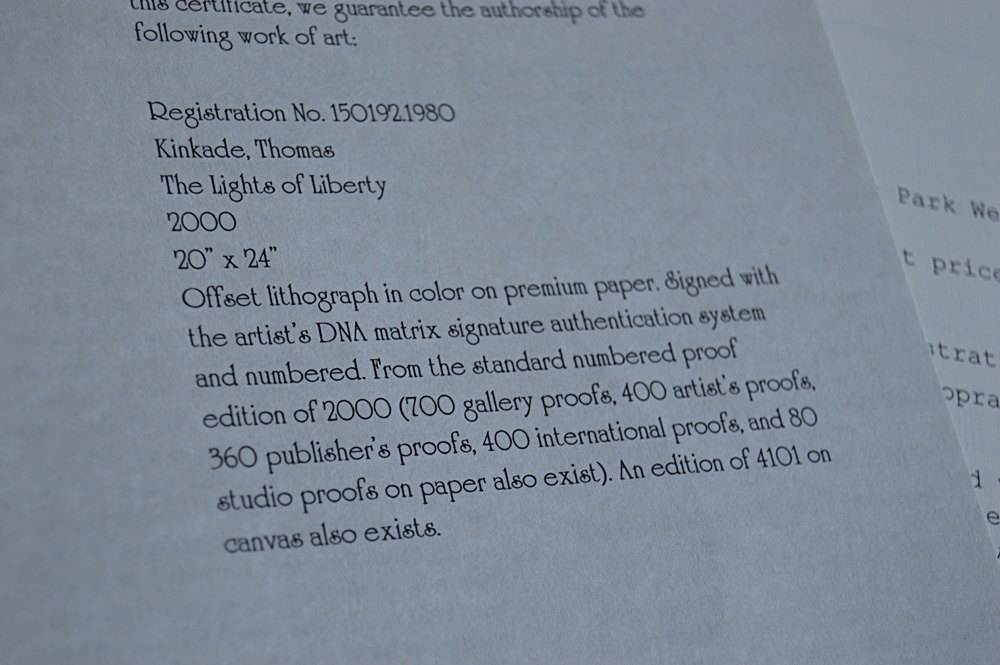 Numbered and Signed Thomas Kinkade Offset Lithograph