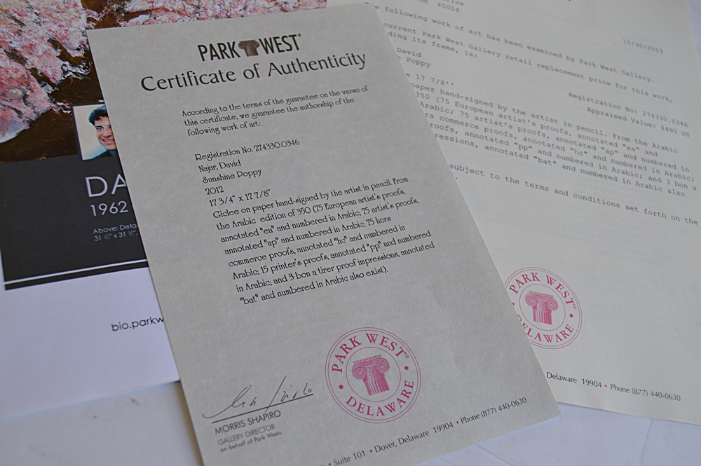 Numbered and Signed David Najar Giclee on Paper