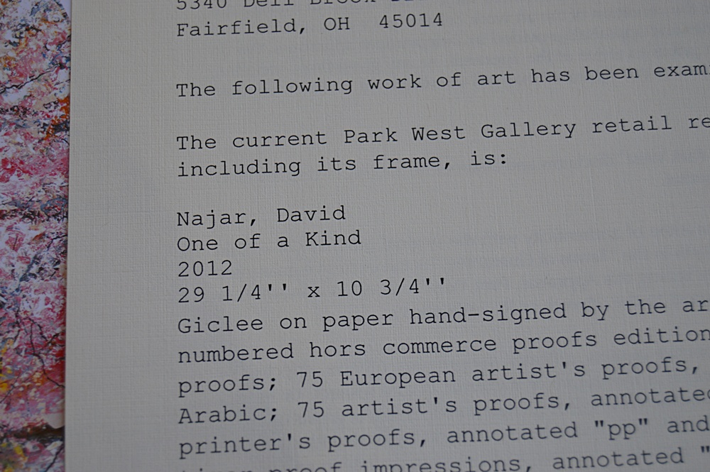 Numbered and Signed David Najar Giclee on Paper
