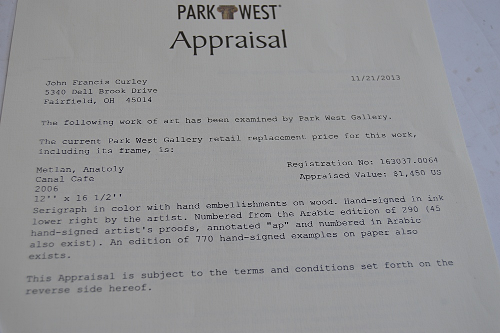 Signed Embellished Seriagraph on Board by Anatoly Metlan