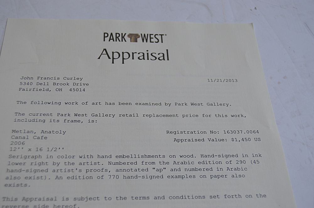 Signed Embellished Seriagraph on Board by Anatoly Metlan