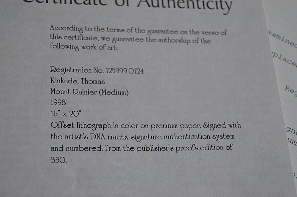 Numbered and Matrix-Signed Thomas Kinkade Offset Lithograph