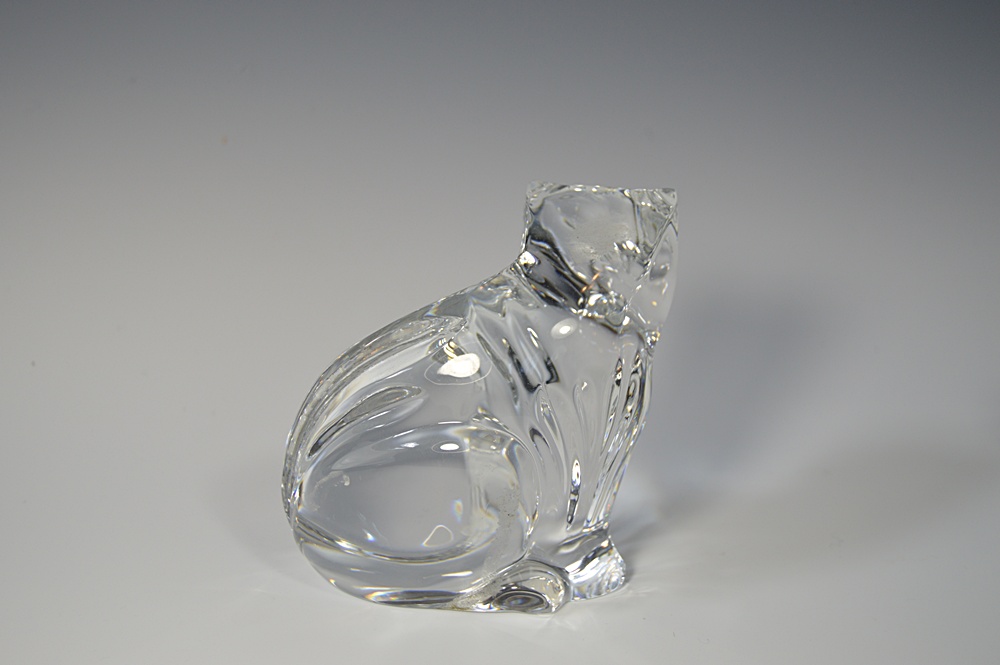 Waterford Crystal Cat Paperweight and "Lismore" Bud Vase