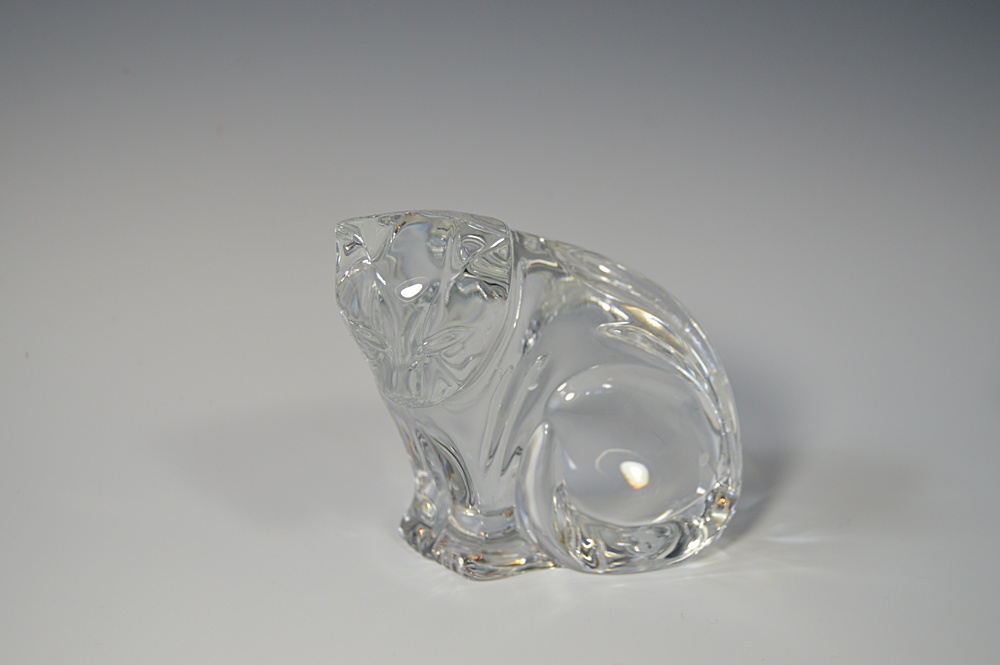 Waterford Crystal Cat Paperweight and "Lismore" Bud Vase