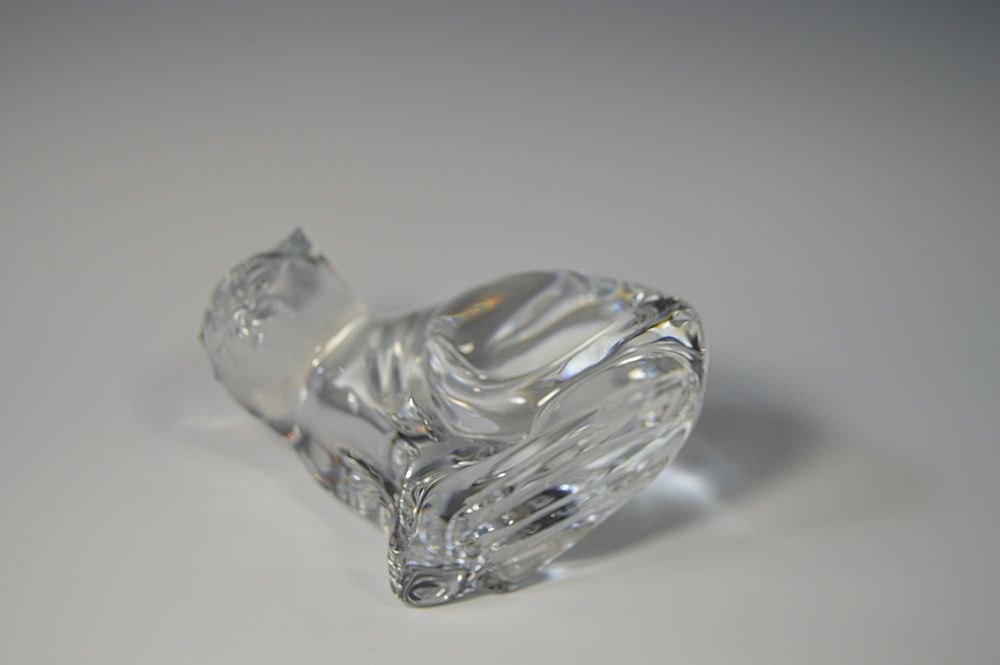Waterford Crystal Cat Paperweight and "Lismore" Bud Vase