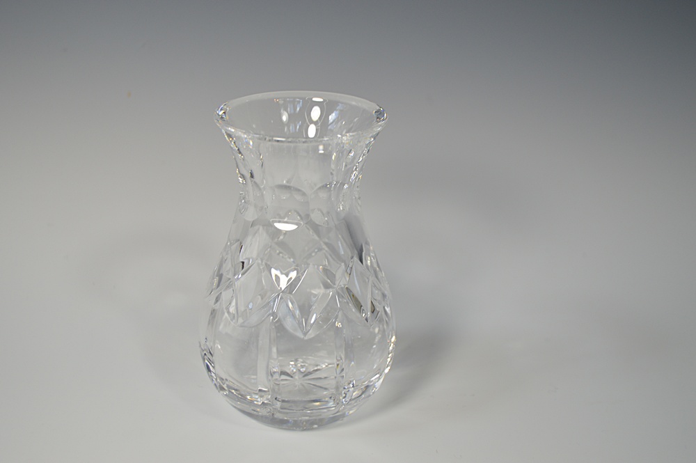 Waterford Crystal Cat Paperweight and "Lismore" Bud Vase