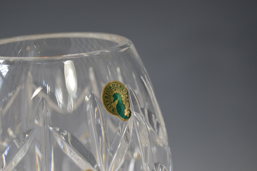 Waterford "Lismore" Crystal and Brass Hurricane Candleholders