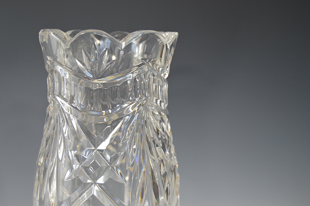 Waterford "Lismore" Crystal and Brass Hurricane Candleholders