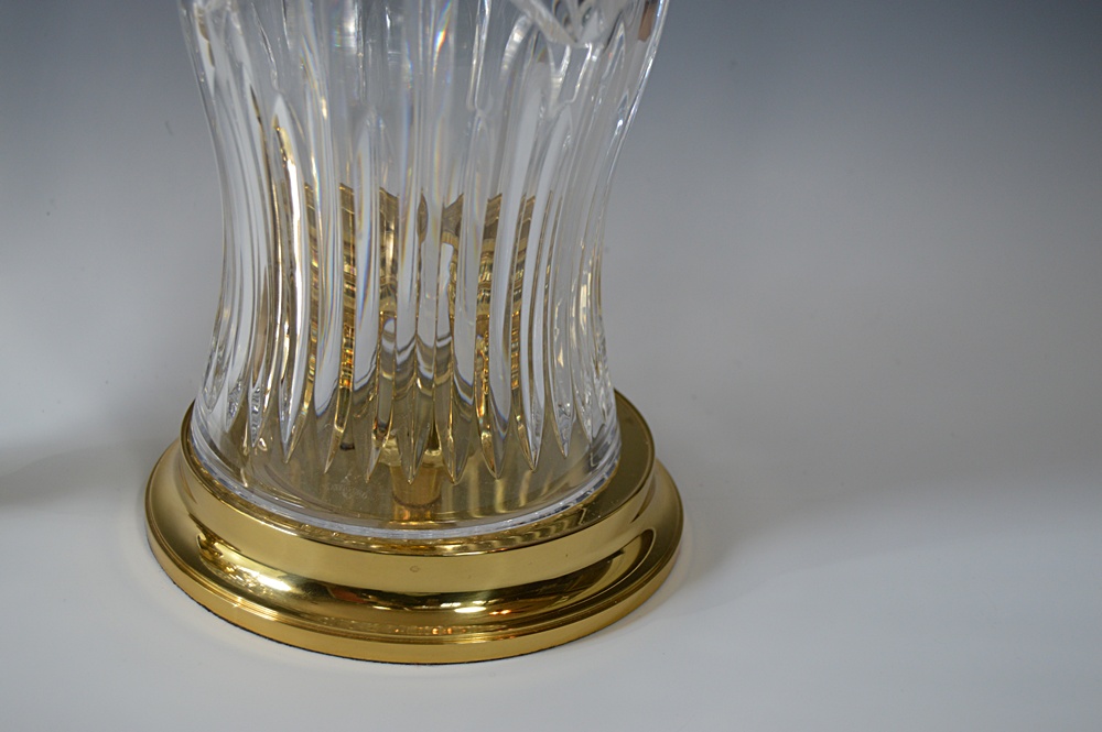 Waterford "Lismore" Crystal and Brass Hurricane Candleholders