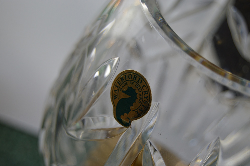 Waterford "Lismore" Crystal and Brass Hurricane Candleholders