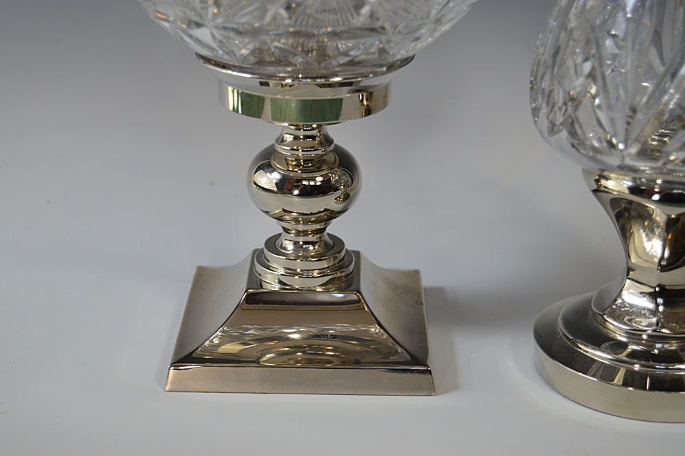 Waterford Crystal and Silver Plate Hurricane Candleholders