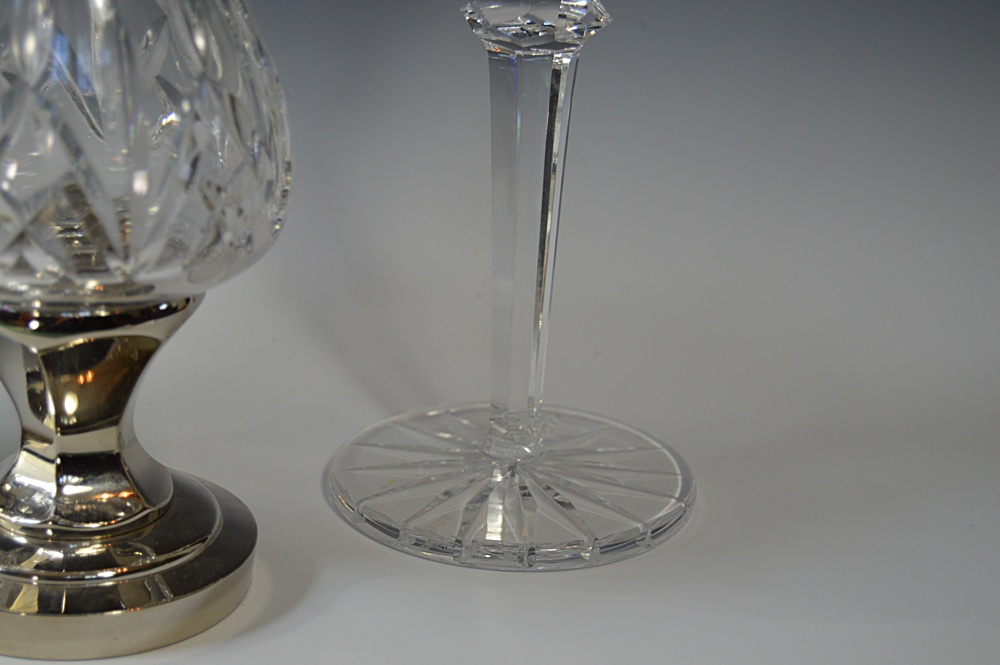 Waterford Crystal and Silver Plate Hurricane Candleholders