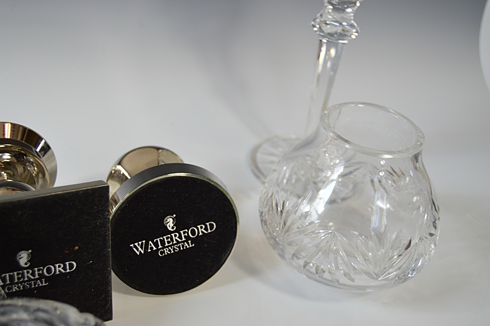 Waterford Crystal and Silver Plate Hurricane Candleholders