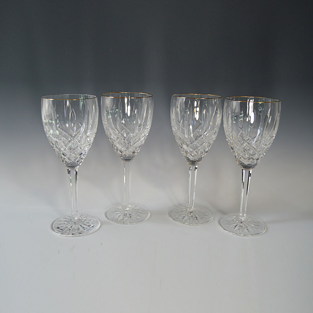 Set of Four Waterford "Lismore" Crystal Wine Goblets