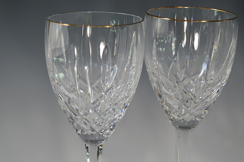 Set of Four Waterford "Lismore" Crystal Wine Goblets