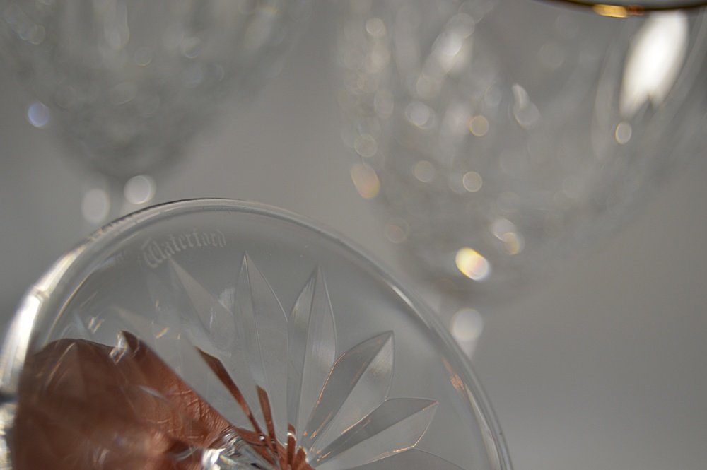 Set of Four Waterford "Lismore" Crystal Wine Goblets