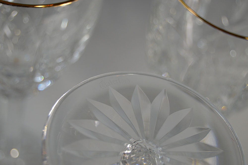 Set of Four Waterford "Lismore" Crystal Wine Goblets