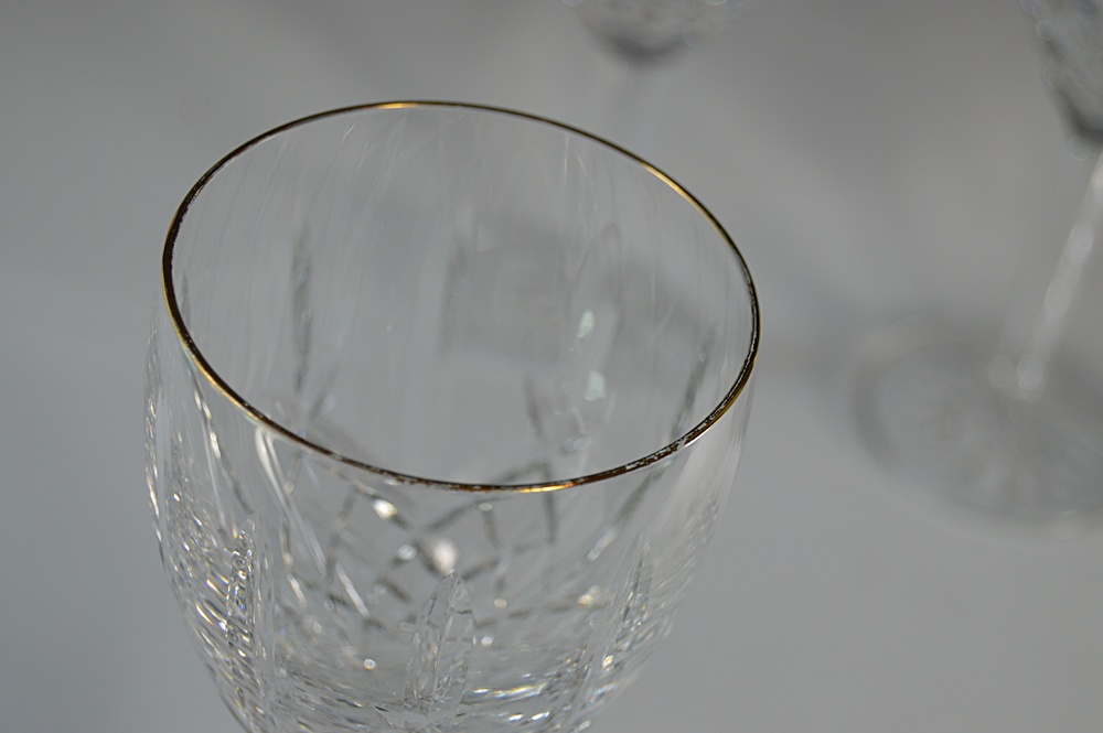 Set of Four Waterford "Lismore" Crystal Wine Goblets