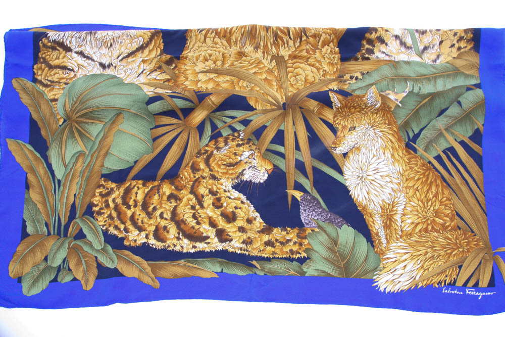 Pair of Vintage Ferragamo Silk Scarves