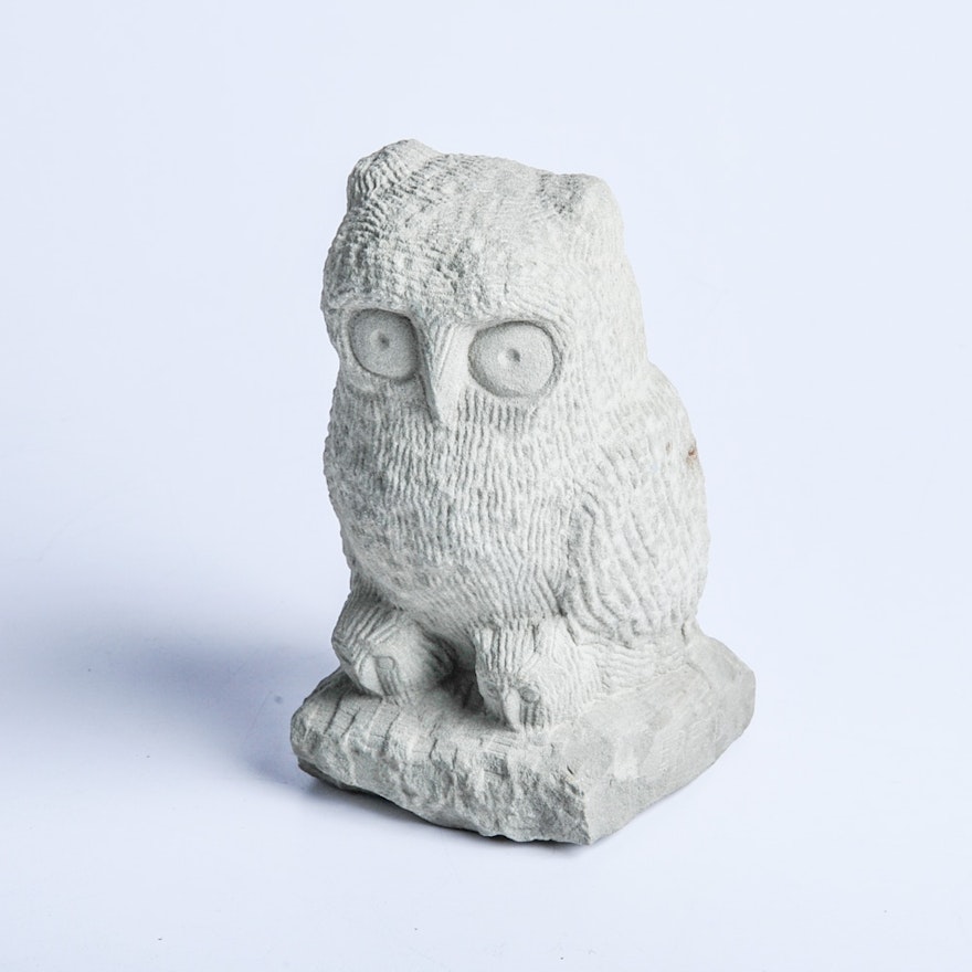 Popeye Reed Owl Sandstone Sculpture