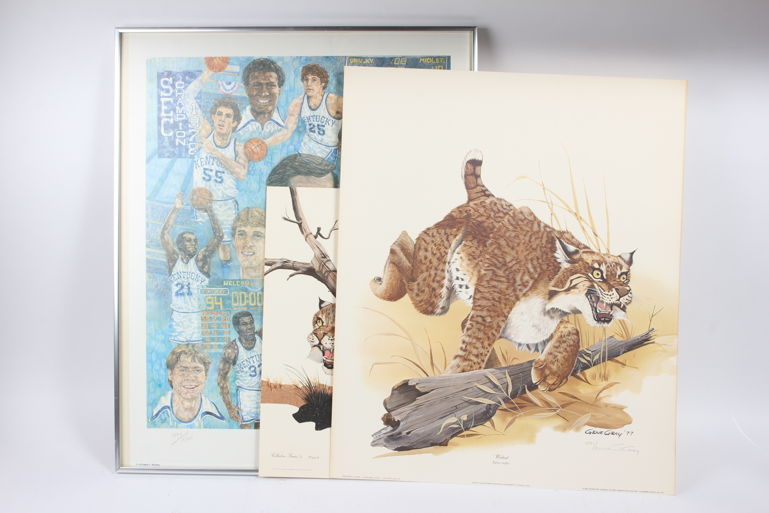 University of Kentucky and Pair of Wildcat Limited Edition Lithographs