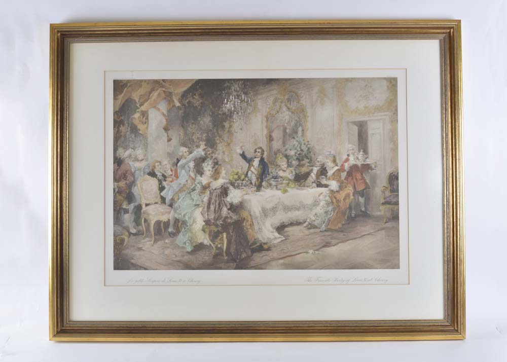 Framed Giclee of The Favorite Party of Louis XV. at Choisy