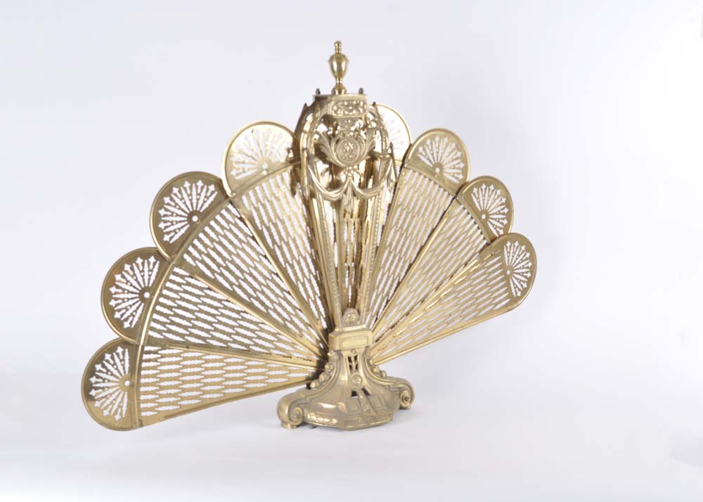 Ornate Brass Fireplace Fan
