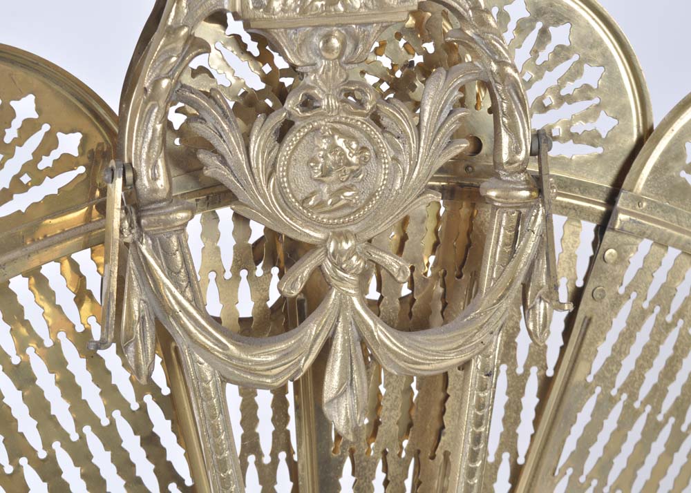 Ornate Brass Fireplace Fan
