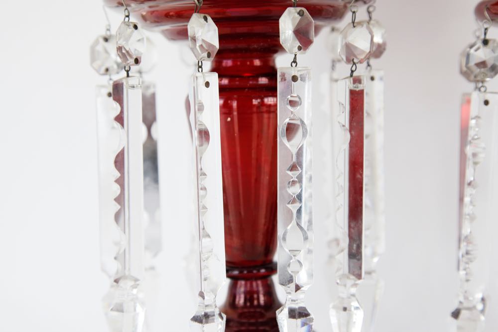 Red Bohemian Glass Victorian Lustres